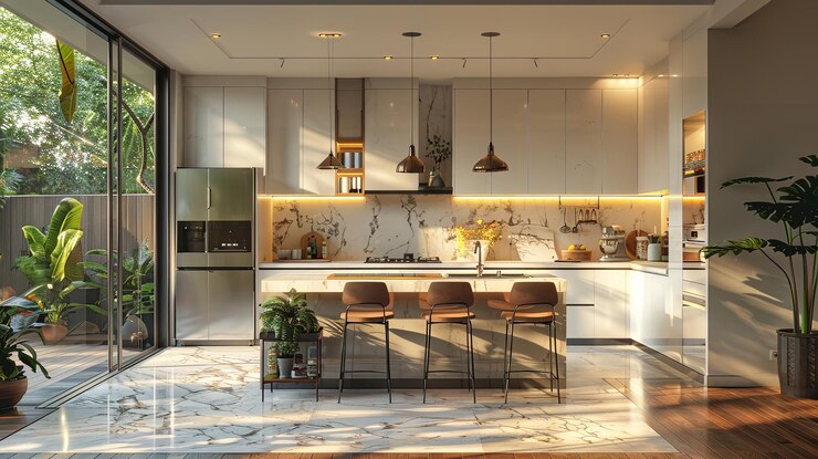 interior de una cocina moderna con muebles