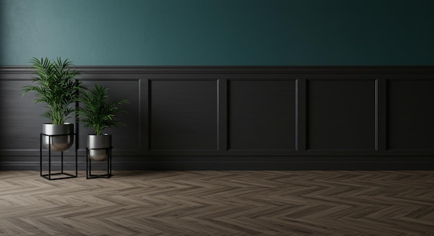Interior com fundo de duas plantas em vaso