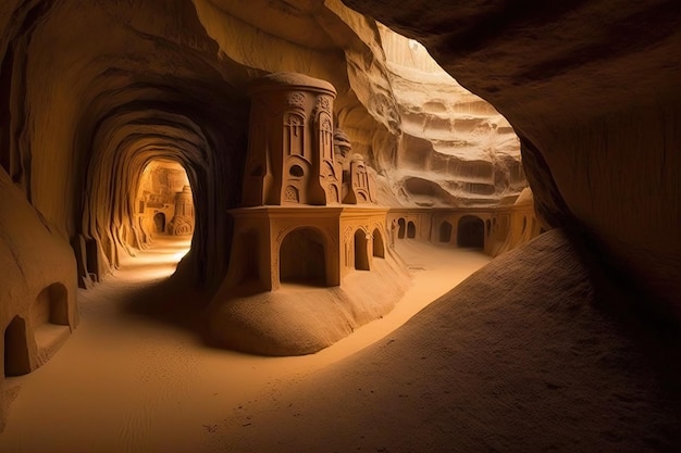 El interior de las cuevas de Al Qarah en Arabia Saudita Al Hasa Oasis