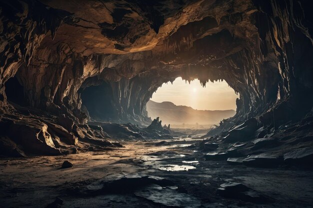 Foto interior da caverna mística