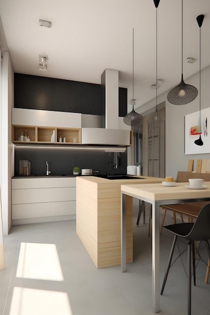 Interior da cozinha de estilo clássico em casa de luxo gerada por IA