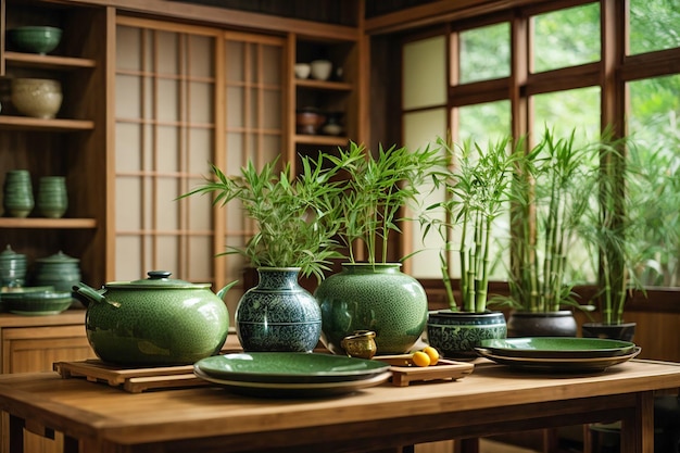 Interior da cozinha em estilo japonês