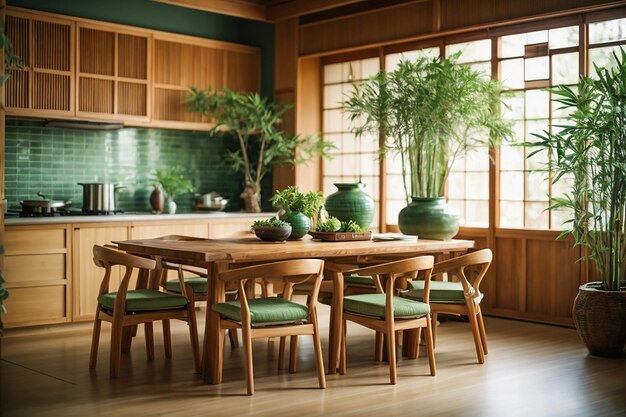 Interior da cozinha em estilo japonês