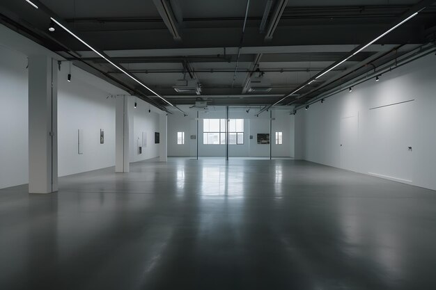 Interior da sala da galeria branca Rede neural gerada por IA