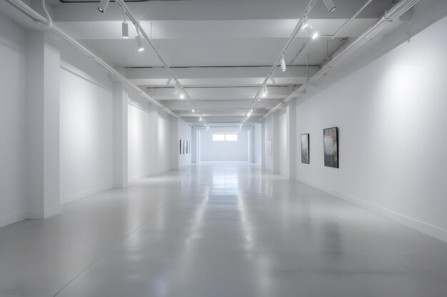 Interior da sala da galeria branca Rede neural gerada por IA