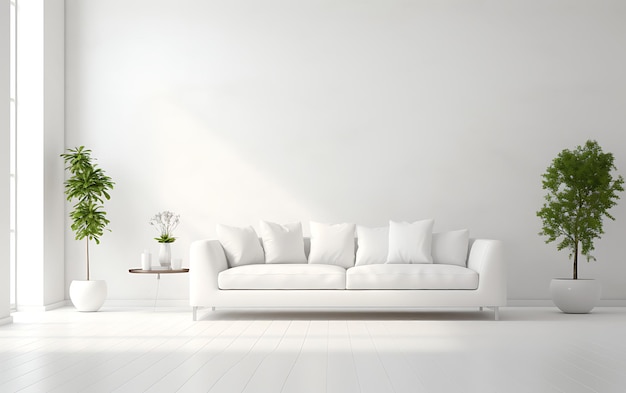 Interior da sala de estar em cor monocromática simples Conceito de design inetrior simples de uma cor