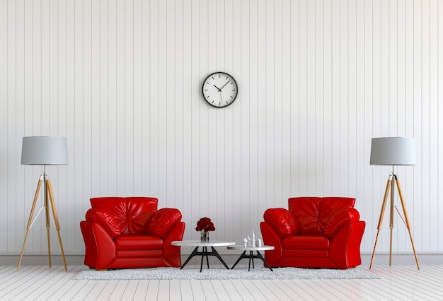 Interior da sala de estar em estilo moderno, render 3d