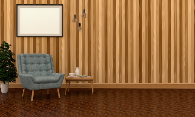 Foto interior da sala de estar em estilo moderno, render 3d