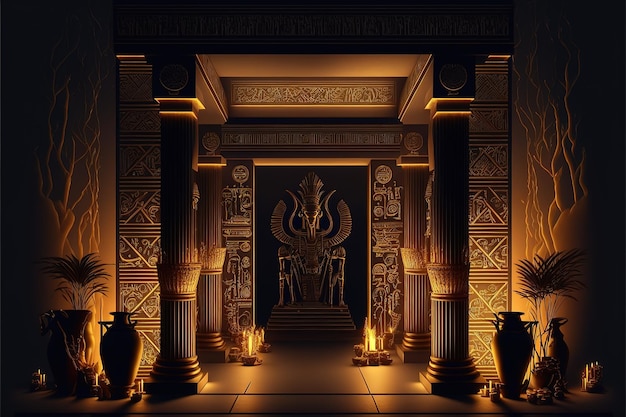 Foto interior da sala em estilo egípcio antigo