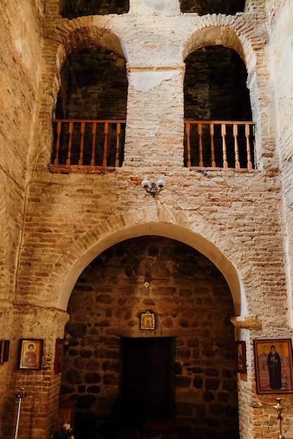 Interior, de, a, igreja velha, de, a, mosteiro, bizantino, medieval, mosteiro, georgian, ortodoxo