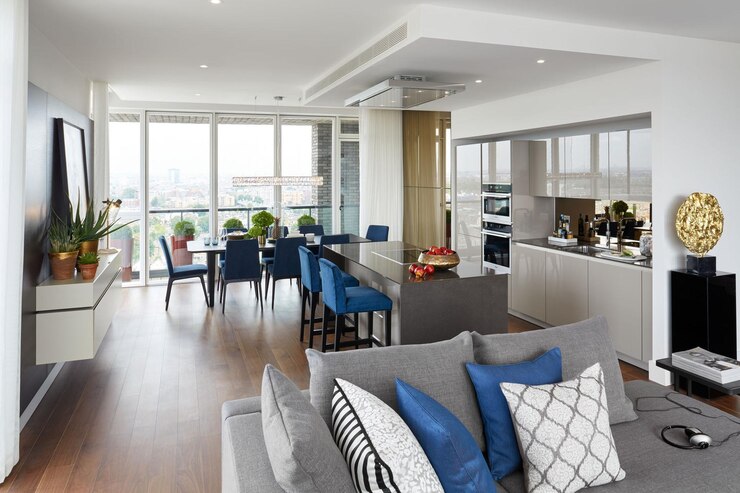 Foto interior de apartamento moderno de plano aberto