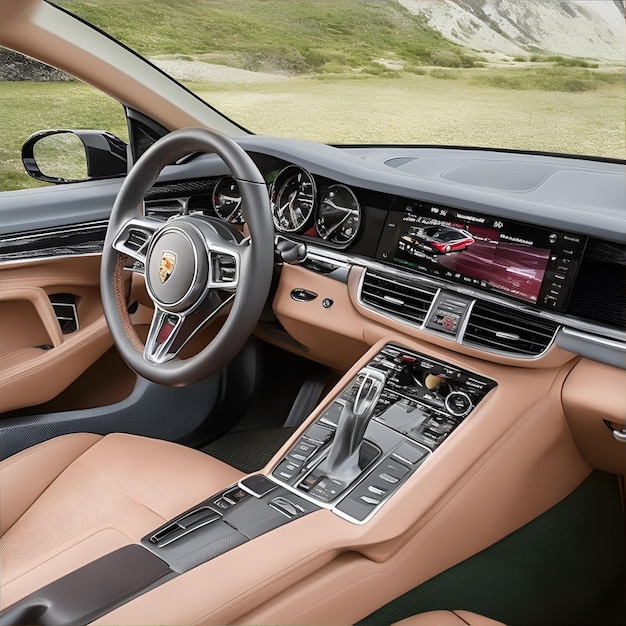 Interior de carro Porsche bege