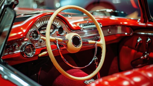 Interior de carro retro e vintage em close-up