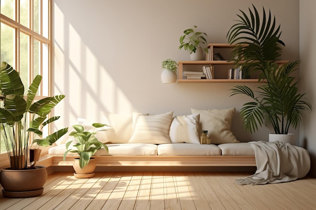 Interior de casa chique urbano com plantas de casa Design de interiores elegante e minimalista