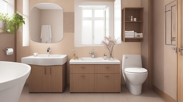 Interior de casa de banho com móveis