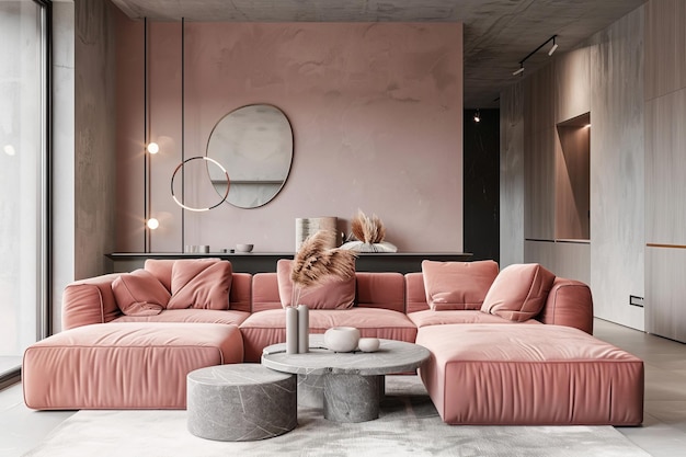 Interior de casa de estilo contemporâneo e sala de estar moderna
