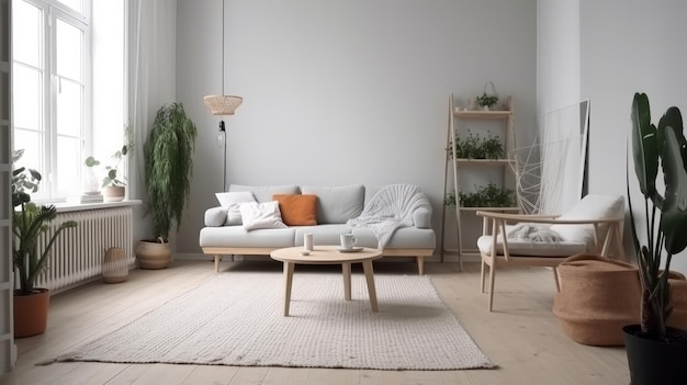 Interior de casa escandinava Ilustração AI Generative