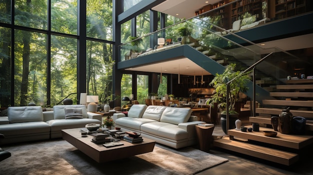 Interior de casa moderna com design elegante e conforto