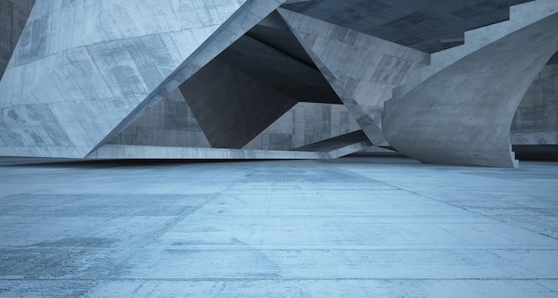 Interior de concreto arquitetônico abstrato de uma ilustração e renderização 3D de casa minimalista