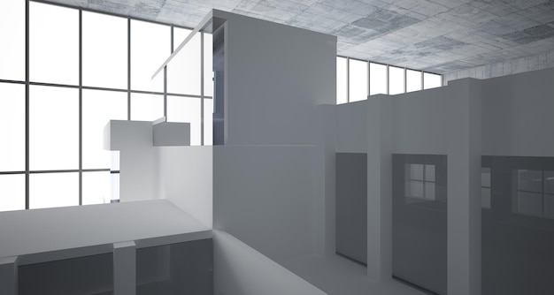 Interior de concreto marrom e bege arquitetônico abstrato de uma casa minimalista