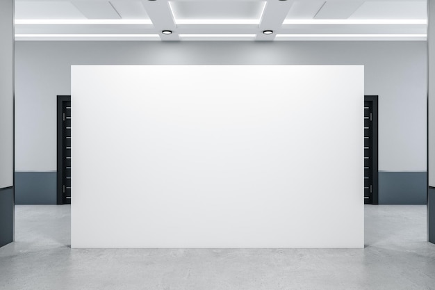 Interior de concreto minimalista com banner em branco