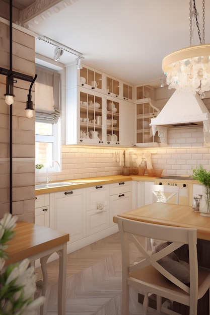 Interior de cozinha em estilo provençal em casa de luxo Conteúdo generativo de IA