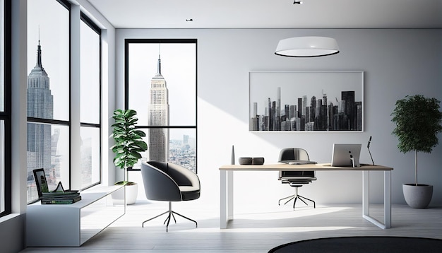 Interior de escritório minimalista em preto e branco Urban CBD