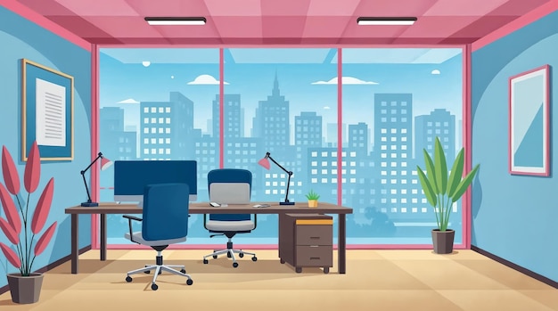Interior de escritório moderno com vista para a cidade