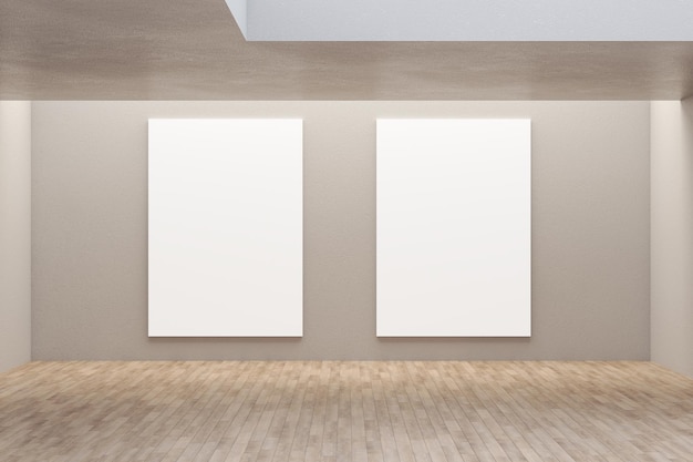 Interior de galeria moderna com dois outdoors