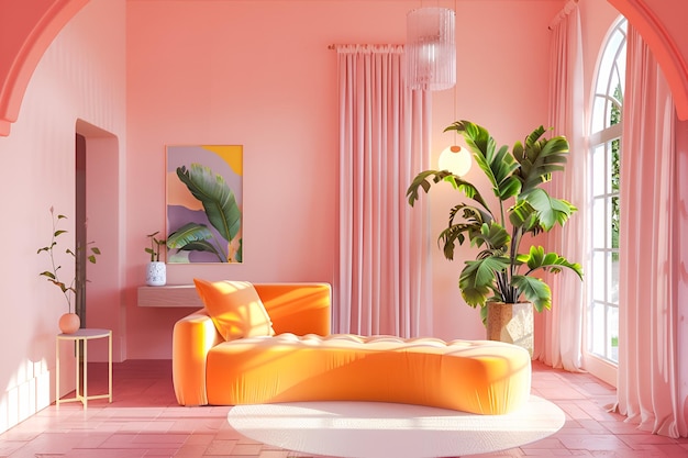 Interior de minimalismo new age em estilo retro