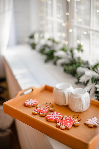 Interior de Natal com caixas de presente e decoração de Natal