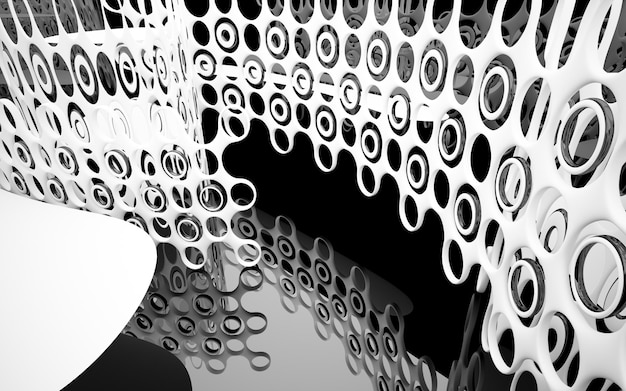 Interior de óculos de gradiente abstrato branco e colorido com janela. Ilustração 3D e renderização.