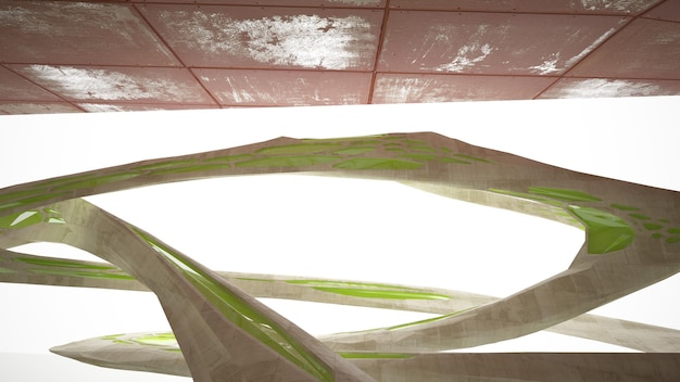 Interior de quarto abstrato liso vazio de folhas de metal enferrujado Fundo arquitetônico 3D