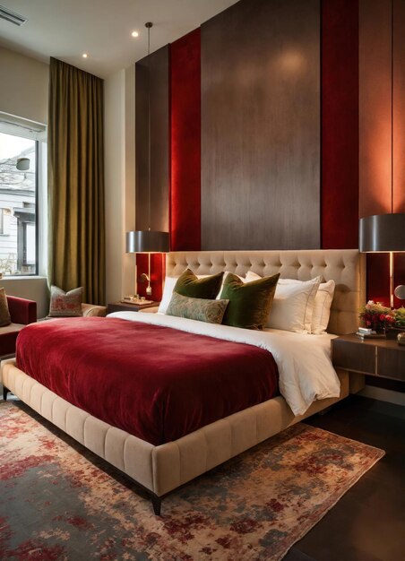interior de quarto clássico confortável cama king size ai generativo