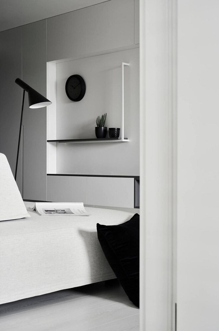 Foto interior de quarto minimalista moderno