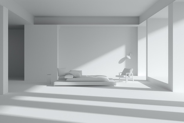 Interior de quarto moderno em estilo minimalista