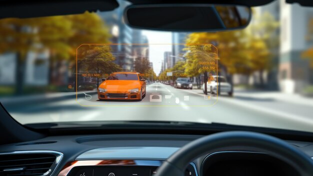 Foto interior de um carro automático veículo sem condutor imagem 3d lente telefoto iluminação natural