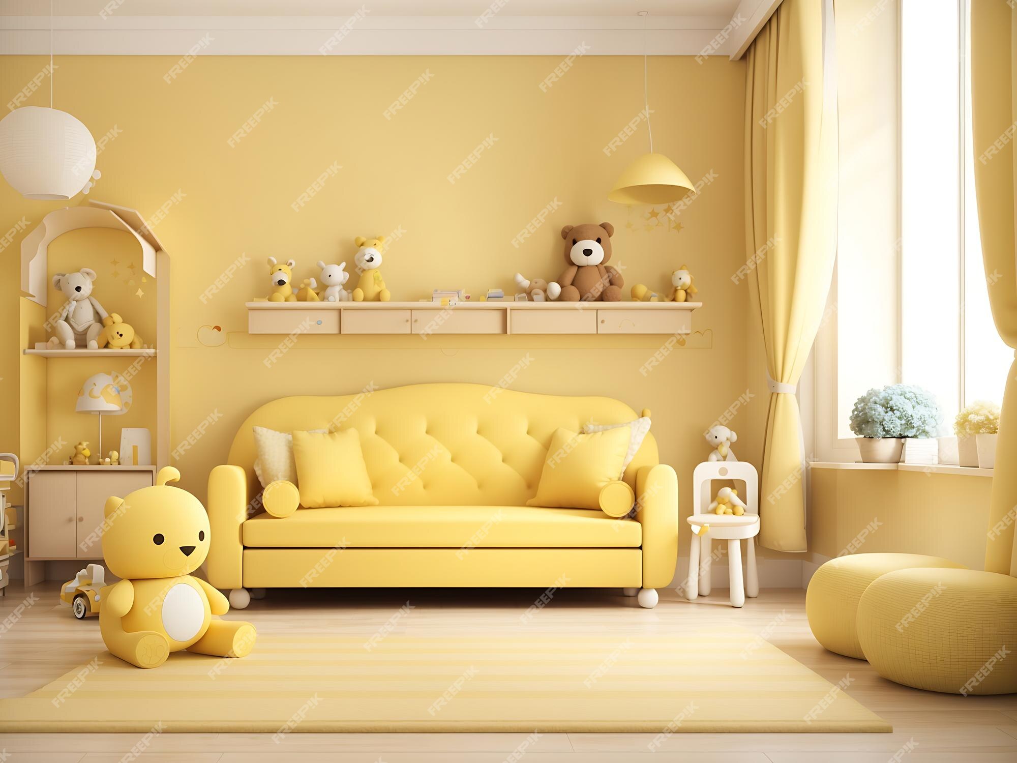Botão de móveis baby room bola amarela monocromática