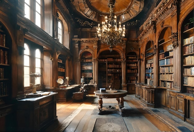 Interior de uma antiga biblioteca