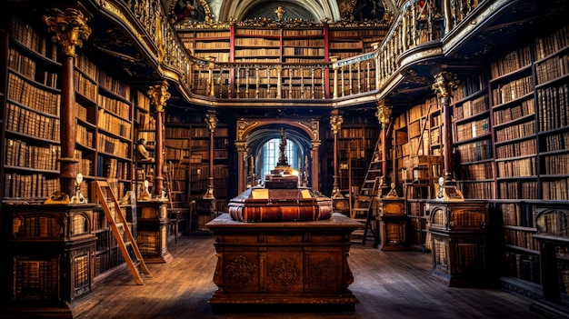 Interior de uma antiga biblioteca