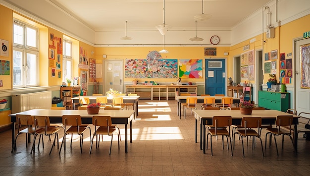 Interior de uma escola primária