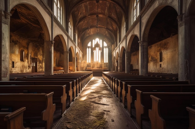 Interior de uma igreja sem pessoas