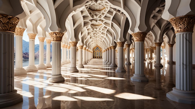 Interior de uma mesquita generativa ai