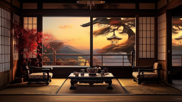 Interior diseñado en estilo japonés generado por IA