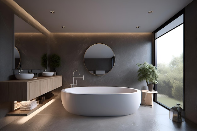 Interior do estilo clássico do banheiro na casa luxuosa AI gerada