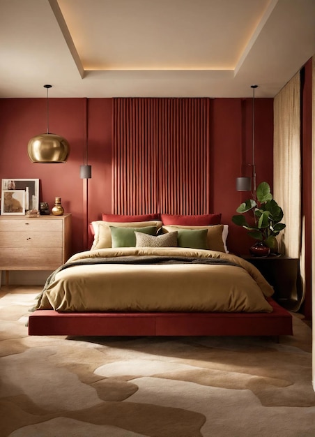 interior de dormitorio clásico cómodo cama king size ai generativo