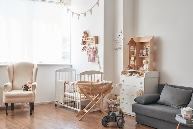 Interior de dormitorio infantil Sala de juegos Bebés juguetes y accesorios