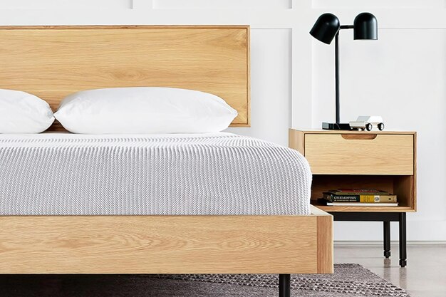 Interior de dormitorio moderno en estilo minimalista renderizado en 3D