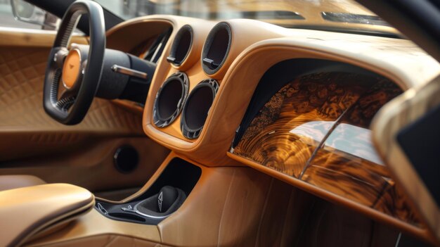 Interior elegante del automóvil con cajas de altavoces personalizadas perfectamente integradas en el diseño para una actualización estética y auditiva