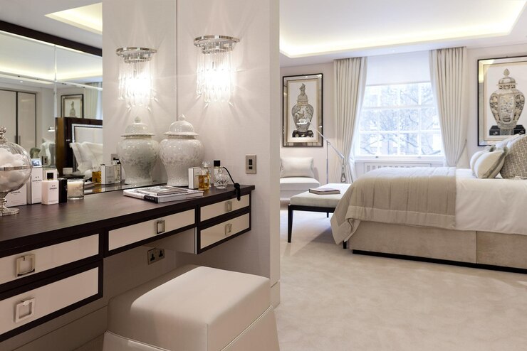 Foto interior elegante e moderno do quarto